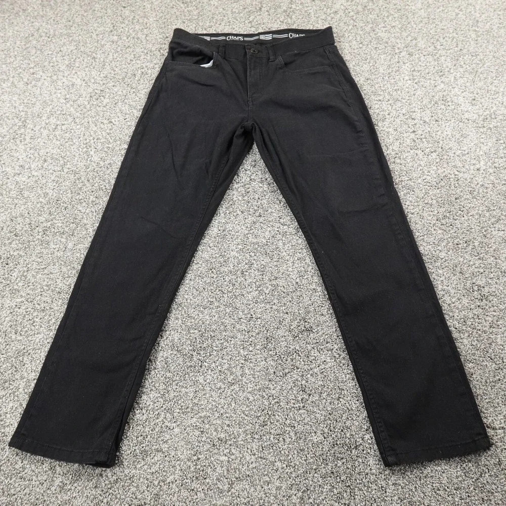 Chaps Ralph Lauren Jeans Mens 32X30 Black Denim Pants Straight‎ Leg Stretch Flex